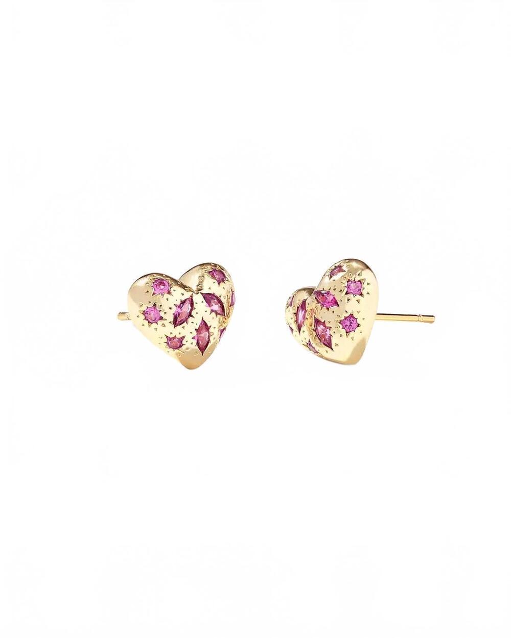 NEW KENDRA SCOTT women's holland heart stud earrings in pink crystal /gold